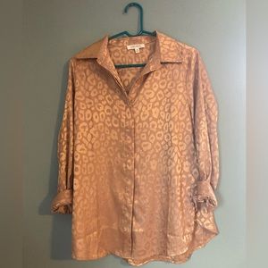12th Tribe Blouse Long Animal Print Button Down